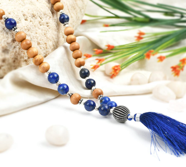 Lapis Lazuli and White Sandal wood Mala